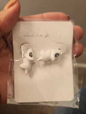 Soft clay cute animal bite earrings studs - Fun Gift Idea. Doggy